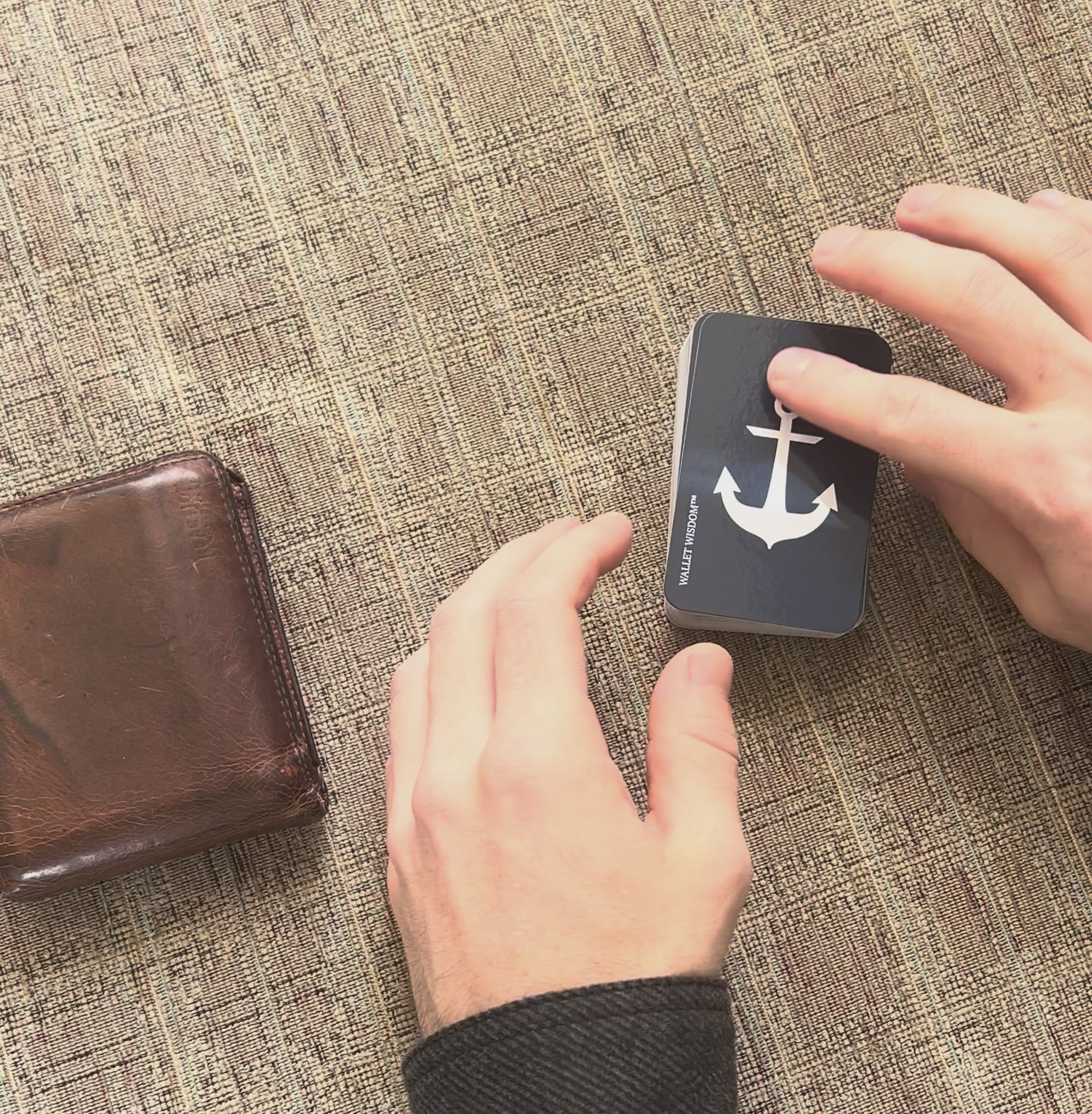 Wallet Wisdom coping cards video showing deck opening and cards fitting into a wallet for portable coping strategies